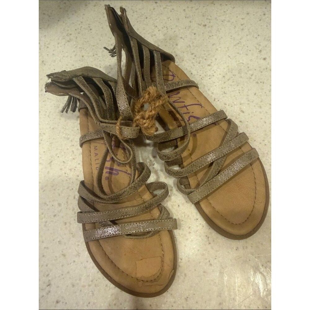 Malibu Olive Metallic Strappy Gladiator Sandals